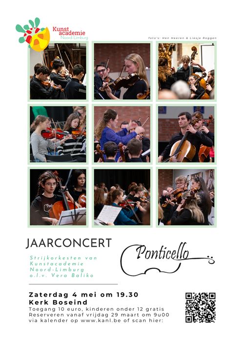 Concert door het strijkorkest van de Kunstacademie Noord-Limburg o.l.v. Vera Baliko.
Reserveren kan vanaf vrijdag 29 maart om 9u via onderstaand item.