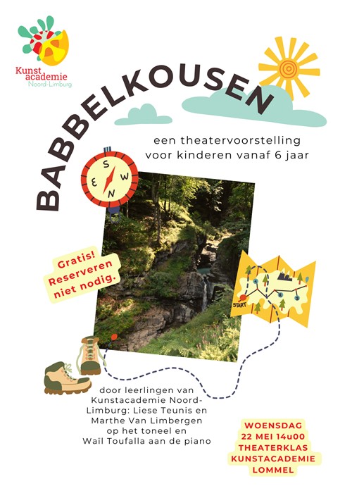 Een theatervoorstelling voor kinderen vanaf 6 jaar door leerlingen van Kunstacademie Noord-Limburg: Liese Teunis & Marthe Van Limbergen op het toneel en Waïl Toufalla aan de piano.