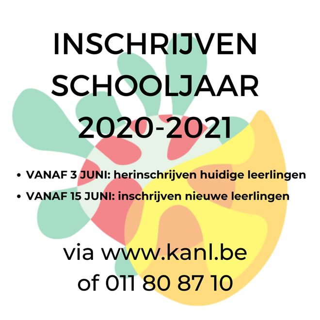 Inschrijven schooljaar 2020-2021 van start!